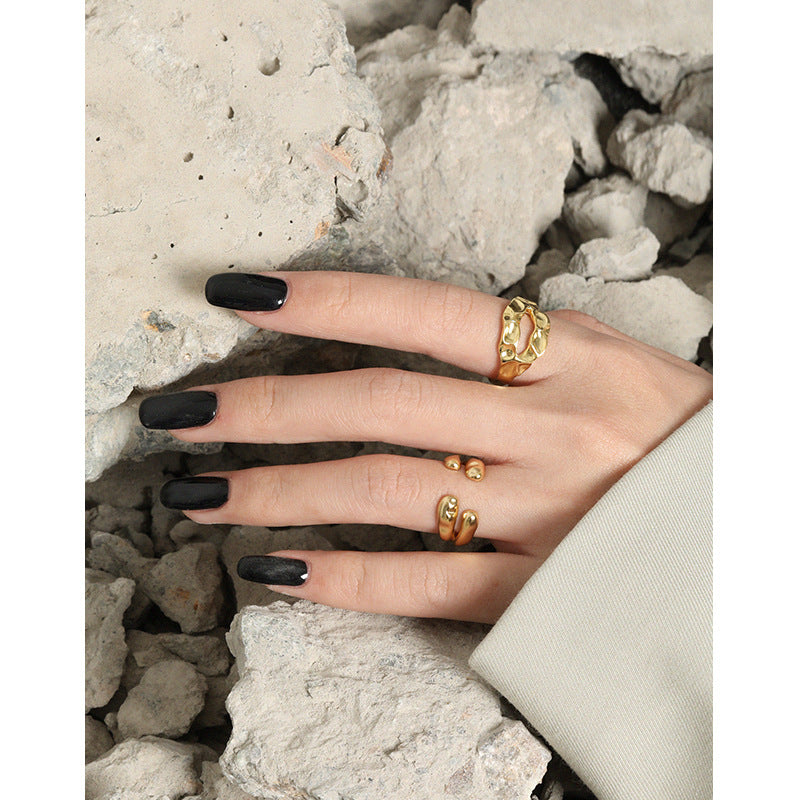Lovcia Gold Tone Adjustable Double Layer Ring 925 Sterling-Rings-Yellow Gold-Yellow Gold