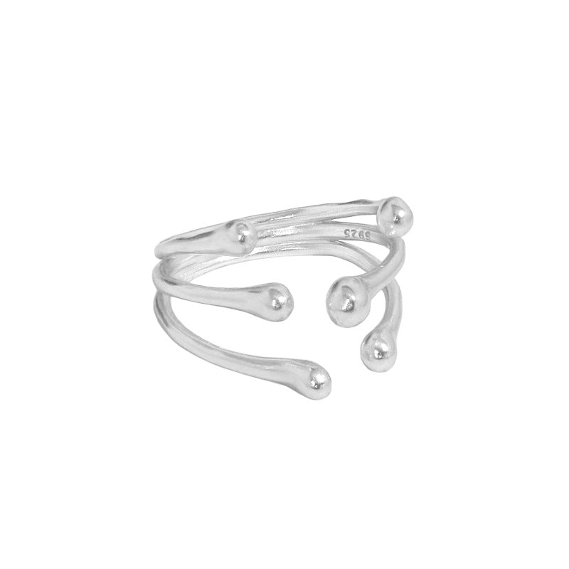 Lovcia Gold Tone Adjustable Open Ring 925 Sterling Silver-Rings-Rhodium-Rhodium