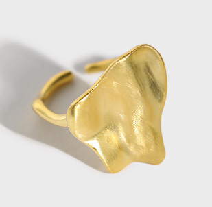 Lovcia Gold Tone Adjustable Open Ring 925 Sterling Silver-Rings-Yellow Gold-Yellow Gold