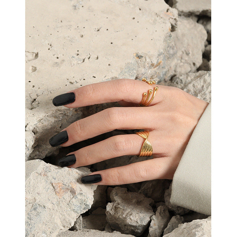 Lovcia Gold Tone Adjustable Open Ring 925 Sterling Silver-Rings-Yellow Gold-Yellow Gold