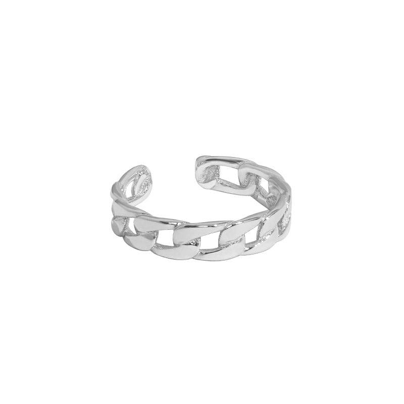 Lovcia Gold Tone Adjustable Open Size 925 Sterling Ring-Rings-Rhodium-Rhodium