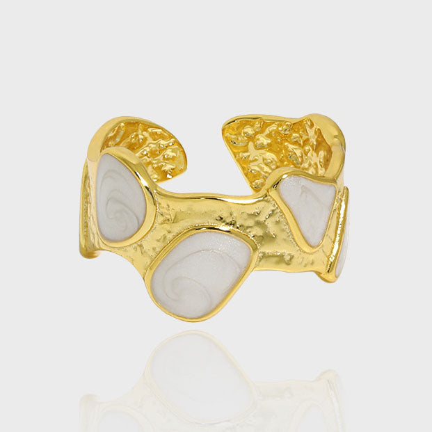 Lovcia Gold Tone Adjustable Ring 925 Sterling Silver Epoxy-Rings-Yellow Gold-Yellow Gold