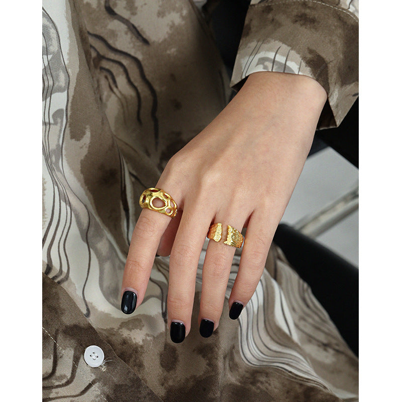 Lovcia Gold Tone Adjustable Ring 925 Sterling Silver-Rings-Yellow Gold-Yellow Gold