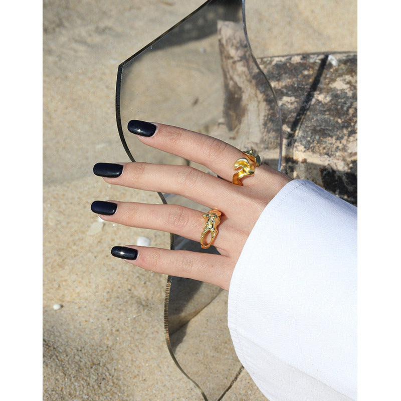 Lovcia Gold Tone Adjustable Ring 925 Sterling Silver-Rings-Yellow Gold-Yellow Gold