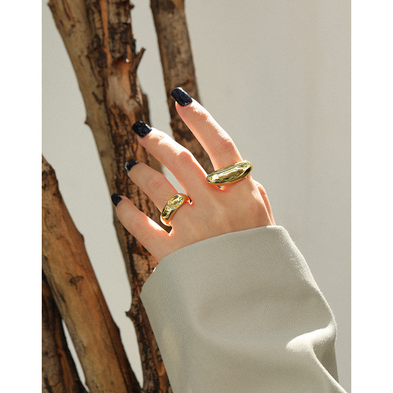 Lovcia Gold Tone Adjustable Ring 925 Sterling Silver-Rings-Yellow Gold-Yellow Gold