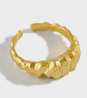 Lovcia Gold Tone Adjustable Ring in 925 Sterling Silver-Rings-Yellow Gold-
