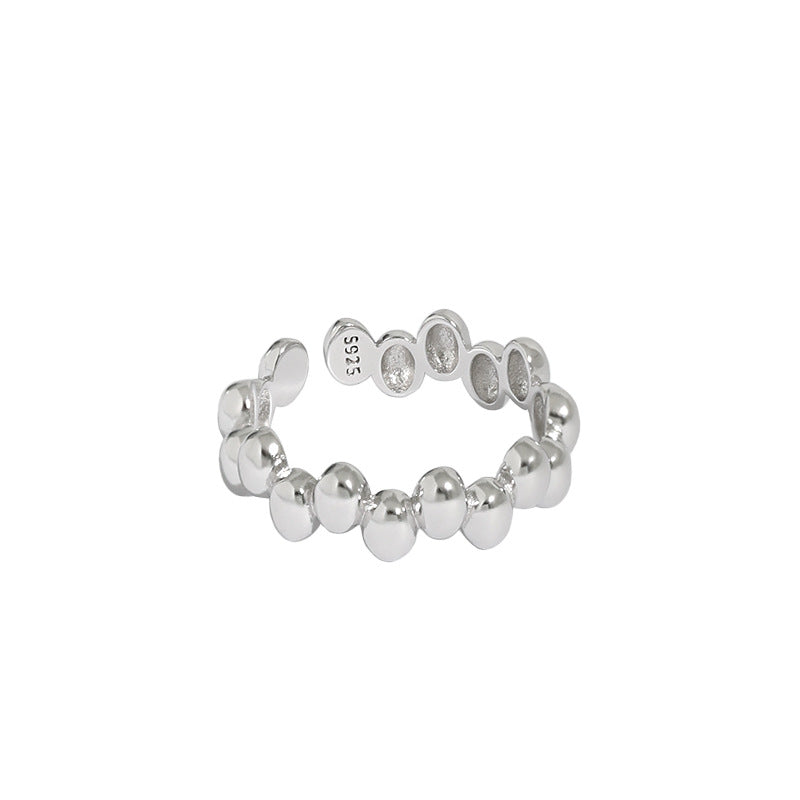 Lovcia Gold Tone Bead Ring 925 Sterling Silver Adjustable-Rings-Yellow Gold-Yellow Gold