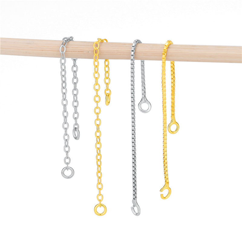 Lovcia Gold Tone Box Rolo Chain 925 Silver DIY Chain Kit-Jewelry Making Kits-Yellow Gold-Rolo Chain: 1.2mm * 50mm-Yellow Gold
