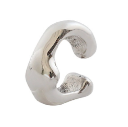 Lovcia Gold Tone C Shape 925 Silver Non Pierced Earring-Earrings-Rhodium (Single)-Rhodium (Single)