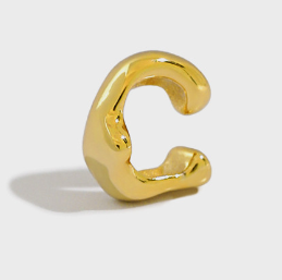 Lovcia Gold Tone C Shape 925 Silver Non Pierced Earring-Earrings-Yellow Gold (Single)-Yellow Gold (Single)