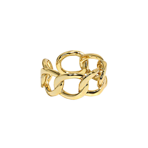 Lovcia Gold Tone Chain Ring 925 Sterling Silver Adjustable-Rings-Yellow Gold-Yellow Gold