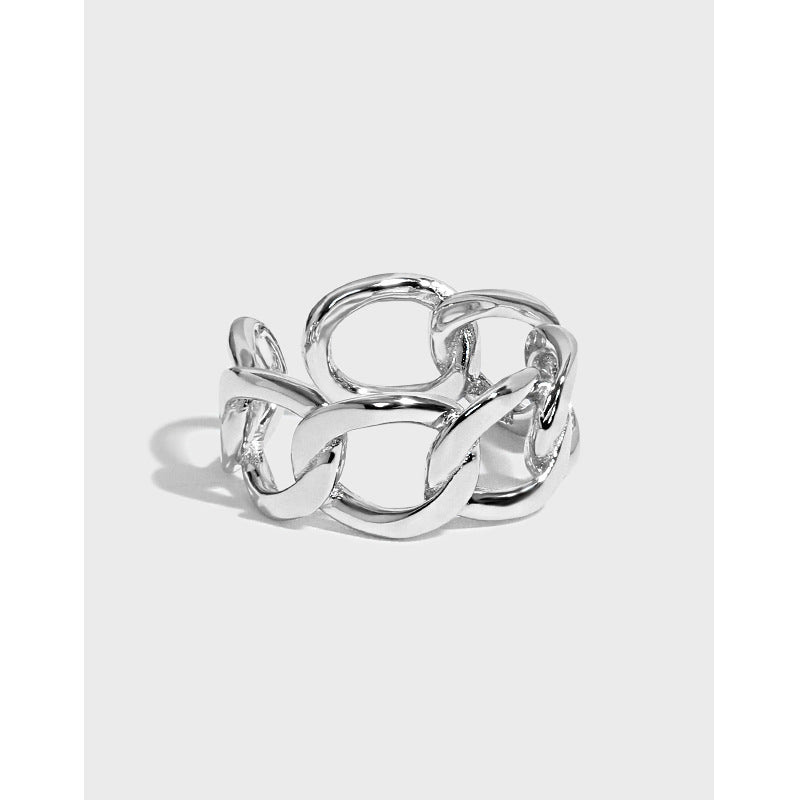 Lovcia Gold Tone Chain Ring 925 Sterling Silver Adjustable-Rings-Yellow Gold-Yellow Gold