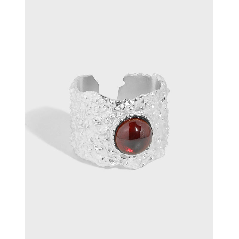 Lovcia Gold Tone Created Ruby Adjustable Ring 925 Silver-Rings-Yellow Gold-Yellow Gold