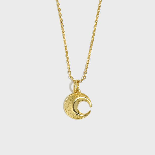 Lovcia Gold Tone Crescent Moon Stars Necklace 18K Plated-Necklaces-Yellow Gold-Yellow Gold