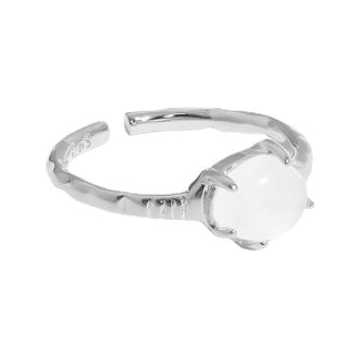 Lovcia Gold Tone Crystal Ring 925 Adjustable Open Size-Rings-Silver-Silver