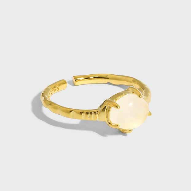 Lovcia Gold Tone Crystal Ring 925 Adjustable Open Size-Rings-Yellow Gold-Yellow Gold