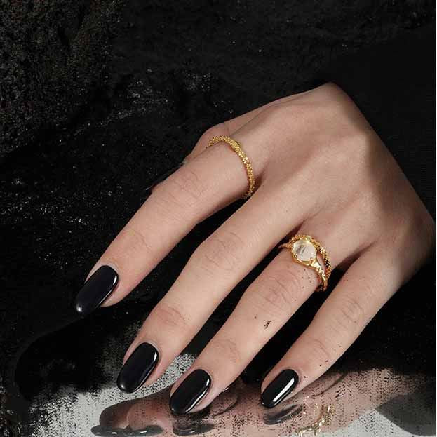 Lovcia Gold Tone Crystal Ring 925 Adjustable Open Size-Rings-Yellow Gold-Yellow Gold