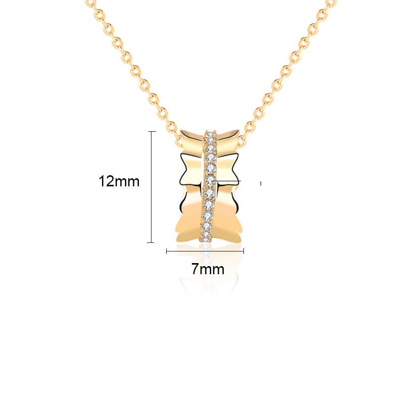 Lovcia Gold Tone CZ Bow Pendant Necklace 450mm Adjustable-Necklaces-