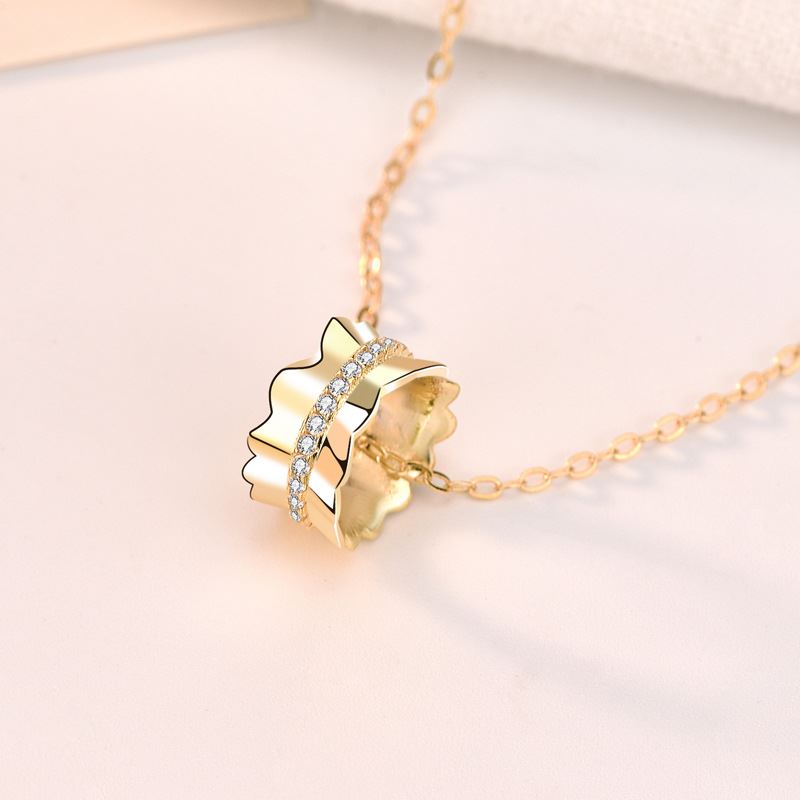 Lovcia Gold Tone CZ Bow Pendant Necklace 450mm Adjustable-Necklaces-