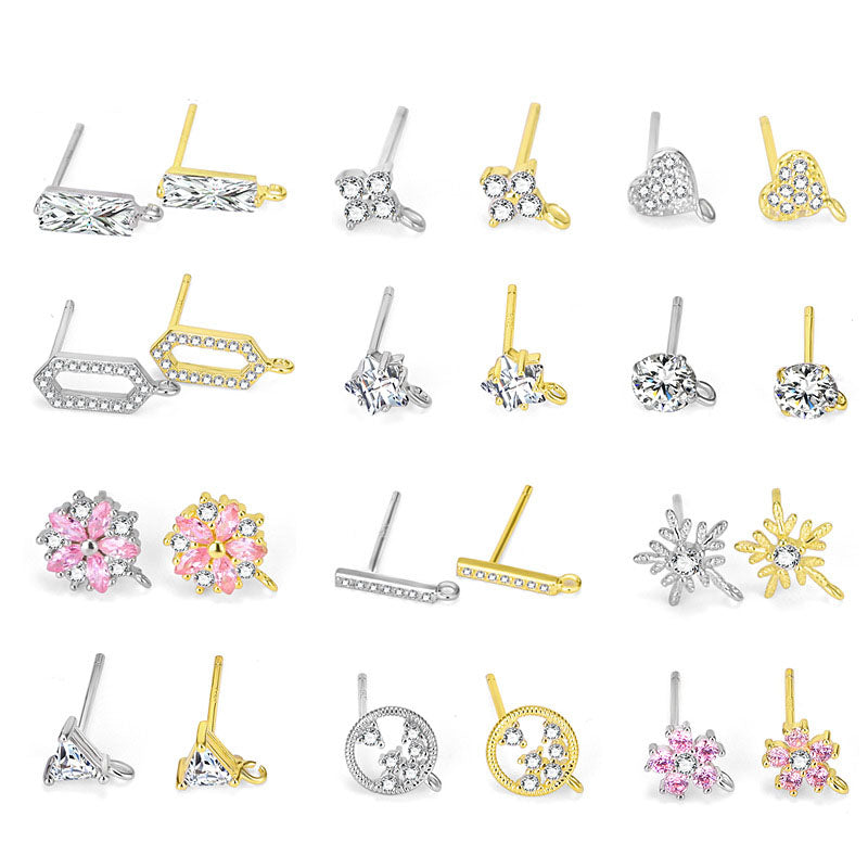 Lovcia Gold Tone CZ Flower Stud Earring Bail DIY Kit-Jewelry Making Kits-#12 & Yellow Gold-#12 & Yellow Gold