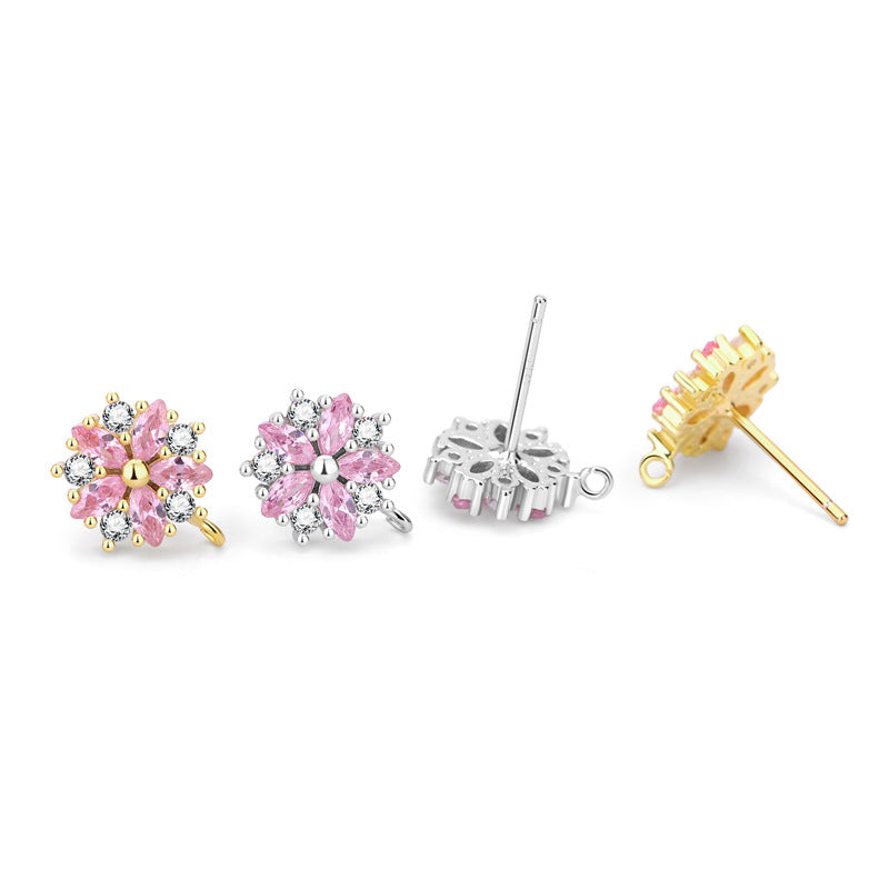 Lovcia Gold Tone CZ Flower Stud Earring Bail DIY Kit-Jewelry Making Kits-#12 & Yellow Gold-#12 & Yellow Gold