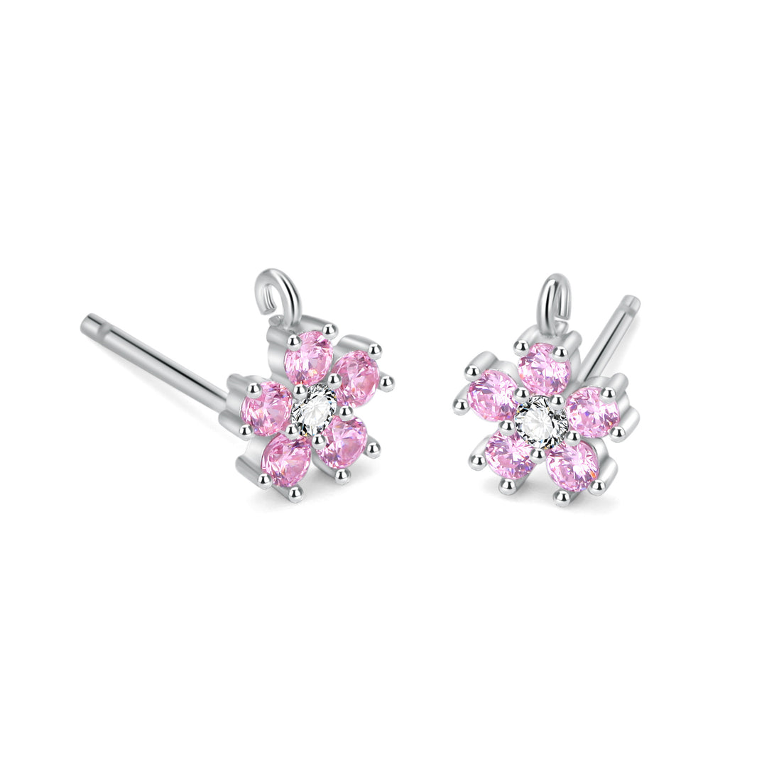 Lovcia Gold Tone CZ Flower Stud Earring Bail DIY Kit-Jewelry Making Kits-#12 & Yellow Gold-#12 & Yellow Gold
