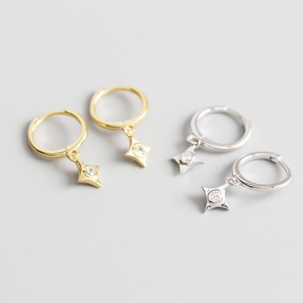 Lovcia Gold Tone CZ Geometry Rhombus Earrings 925 Sterling-Yellow Gold-Yellow Gold