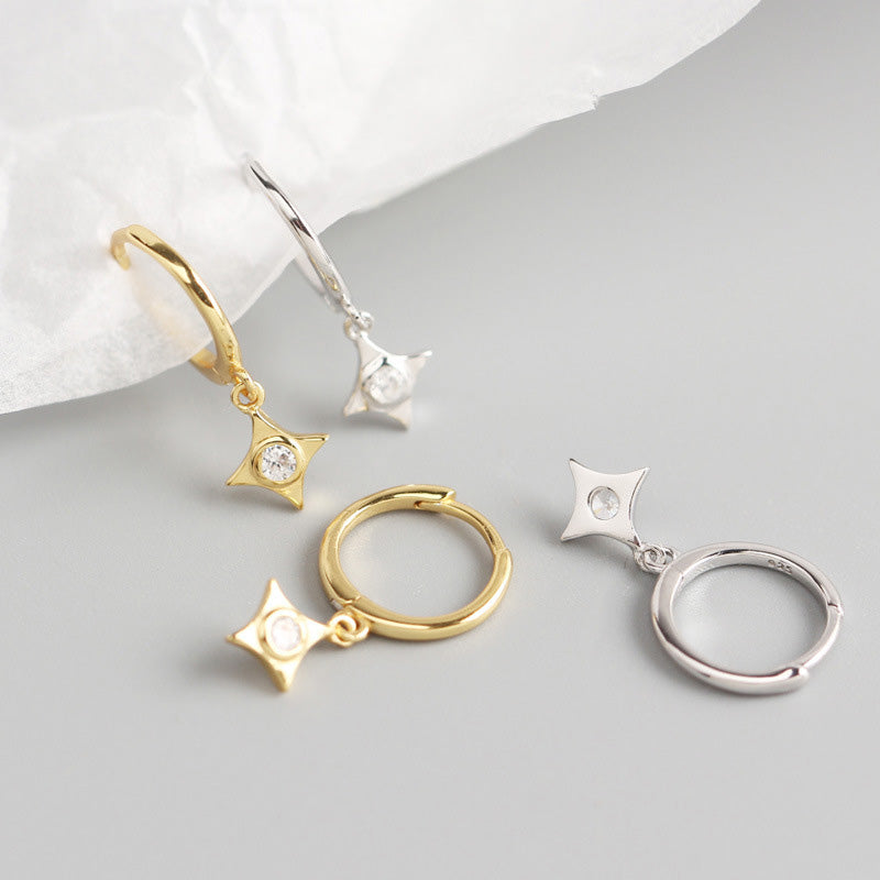 Lovcia Gold Tone CZ Geometry Rhombus Earrings 925 Sterling-Yellow Gold-Yellow Gold