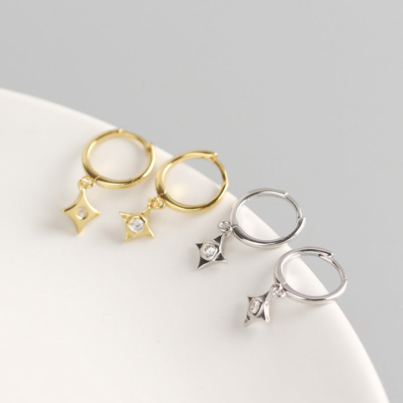 Lovcia Gold Tone CZ Geometry Rhombus Earrings 925 Sterling-Yellow Gold-Yellow Gold