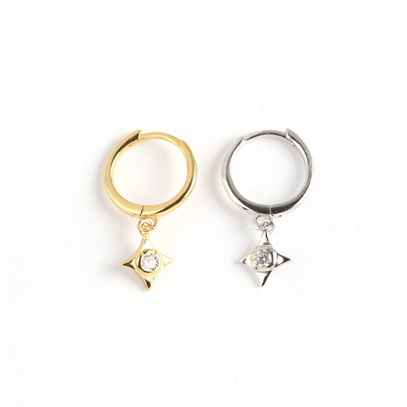 Lovcia Gold Tone CZ Geometry Rhombus Earrings 925 Sterling-Yellow Gold-Yellow Gold