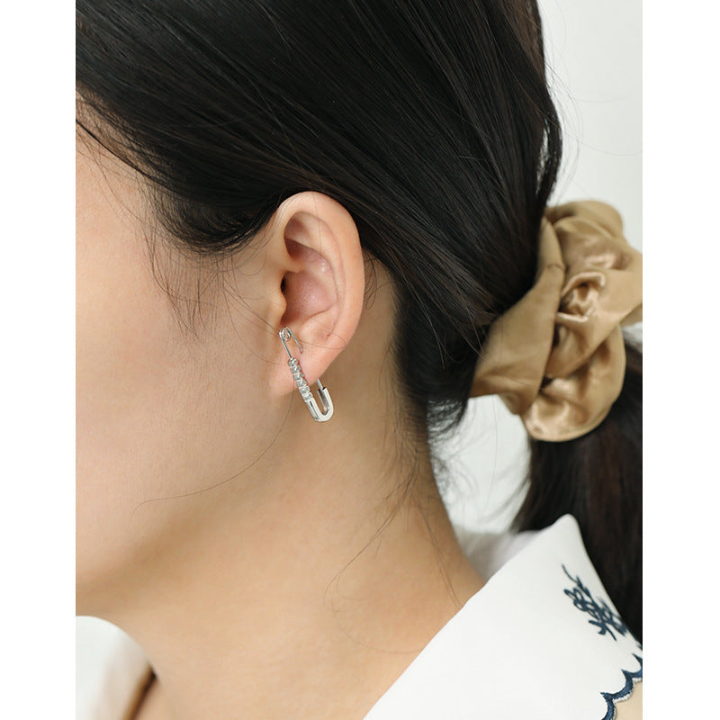 Lovcia Gold Tone CZ Hollow Pin Hoop Earrings 9mm 30mm-Earrings-Yellow Gold-Yellow Gold
