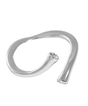 Lovcia Gold Tone CZ Irregular Cross Adjustable Ring-Rings-Silver-Silver
