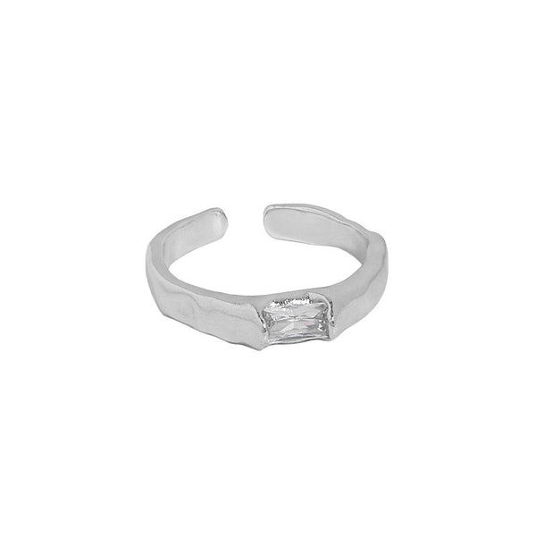 Lovcia Gold Tone CZ Rectangle Adjustable Ring 925 Silver-Rings-Yellow Gold-Yellow Gold