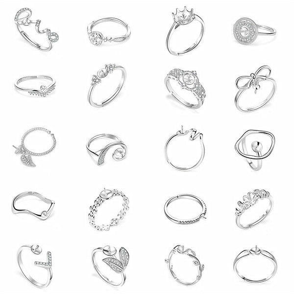 Lovcia Gold Tone CZ Ring Setting 925 Silver Adjustable DIY-Jewelry Making Kits-#20 & Yellow Gold-#20 & Yellow Gold