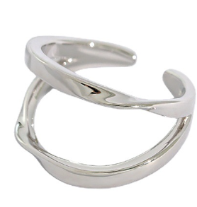 Lovcia Gold Tone Double Layer 925 Silver Adjustable Ring-Rings-Silver-