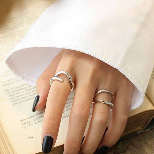 Lovcia Gold Tone Double Layer 925 Silver Adjustable Ring-Rings-Yellow Gold-