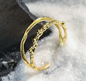 Lovcia Gold Tone Double Layer Adjustable Ring 925 Sterling-Rings-Yellow Gold-