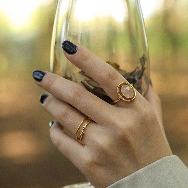 Lovcia Gold Tone Double Layer Adjustable Ring 925 Sterling-Rings-Yellow Gold-Yellow Gold