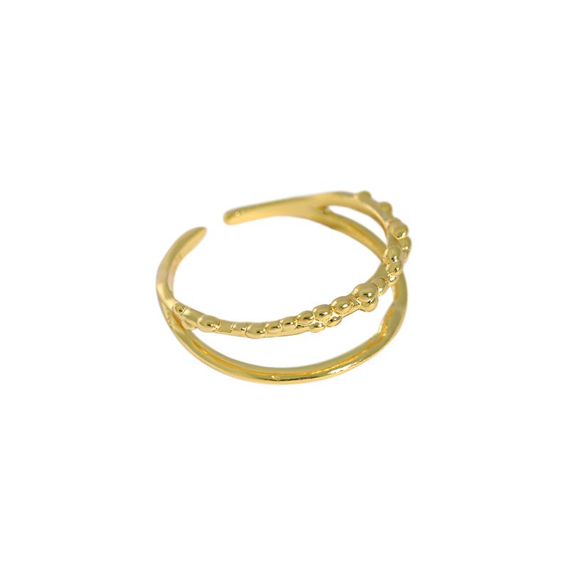 Lovcia Gold Tone Double Layer Adjustable Ring 925 Sterling-Rings-Yellow Gold-Yellow Gold