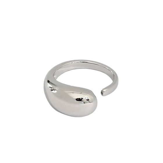Lovcia Gold Tone Drop Ring 9mm Top Adjustable 16.9mm-Rings-Silver-Silver