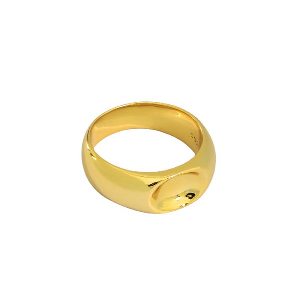Lovcia Gold Tone Geometry Concave Ring Top Size 7.6mm-Rings-Yellow Gold-US 7-Yellow Gold