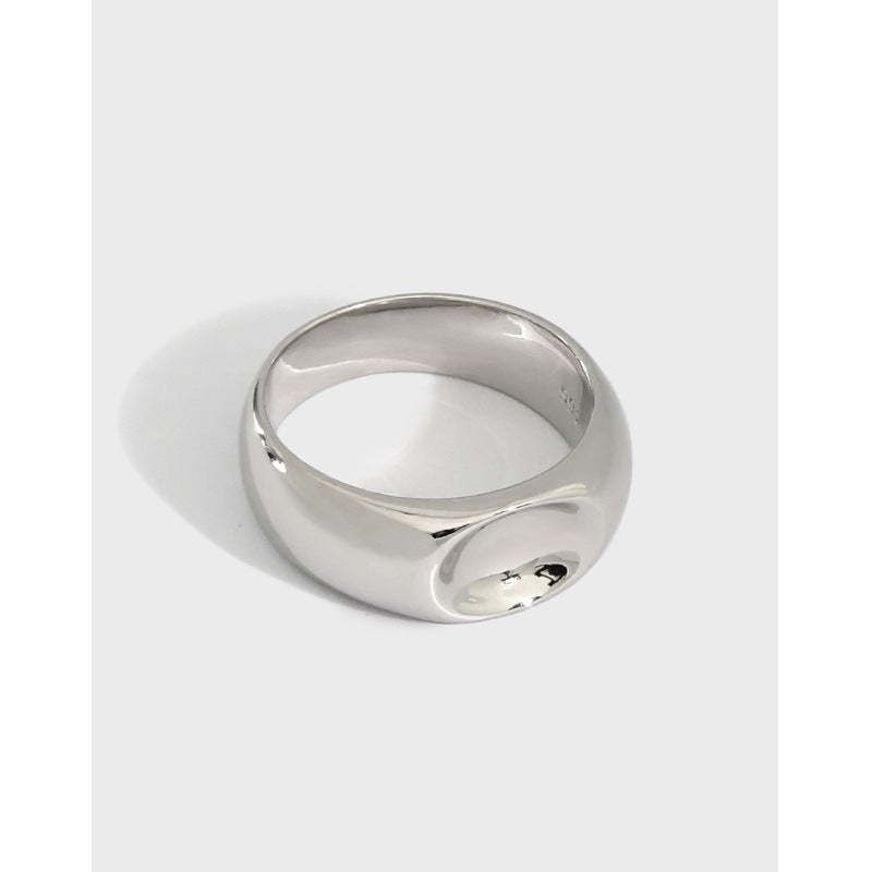 Lovcia Gold Tone Geometry Concave Ring Top Size 7.6mm-Rings-Yellow Gold-US 7-Yellow Gold