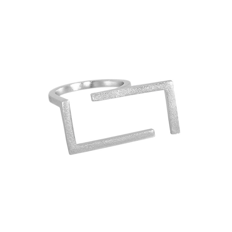 Lovcia Gold Tone Geometry Hollow Rectangle Adjustable Ring-Rings-Silver-Silver