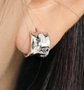 Lovcia Gold Tone Geometry Irregular C Shape Stud Earrings-Earrings-Rhodium-Rhodium