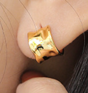 Lovcia Gold Tone Geometry Irregular C Shape Stud Earrings-Earrings-Yellow Gold-Yellow Gold