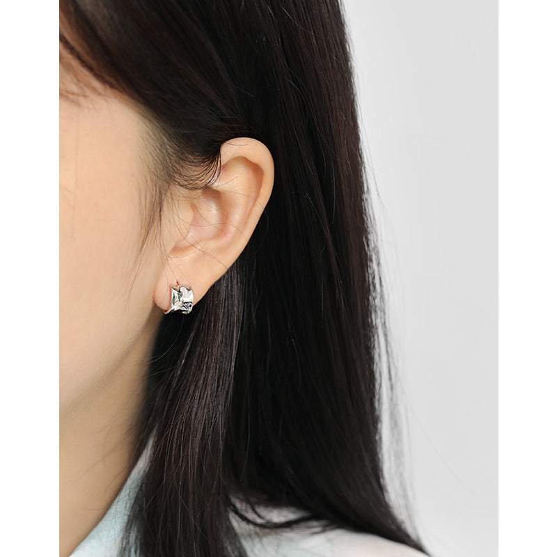 Lovcia Gold Tone Geometry Irregular C Shape Stud Earrings-Earrings-Yellow Gold-Yellow Gold