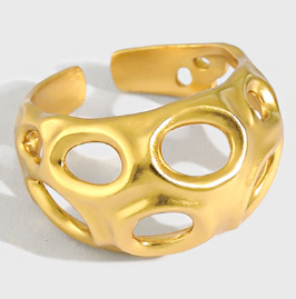 Lovcia Gold Tone Ghost Ring 925 Sterling Silver Adjustable-Rings-Yellow Gold-Yellow Gold