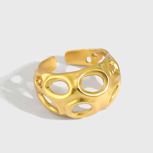 Lovcia Gold Tone Ghost Ring 925 Sterling Silver Adjustable-Rings-Yellow Gold-Yellow Gold