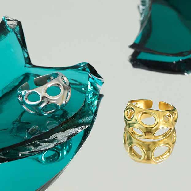 Lovcia Gold Tone Ghost Ring 925 Sterling Silver Adjustable-Rings-Yellow Gold-Yellow Gold
