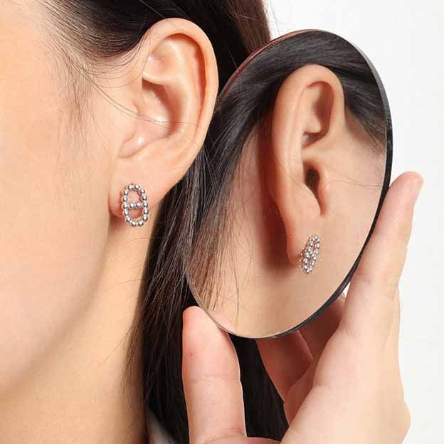 Lovcia Gold Tone Hollow Bead Pig Nose Stud Earrings-Earrings-Yellow Gold-Yellow Gold